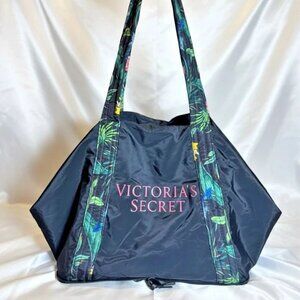 Duffle Bag Victoria’s Secret Tote Foldable Travel Tote Black Floral Carryall